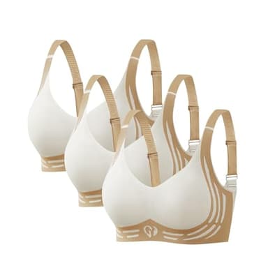 Lot De 3 Soutien Gorge sans Armature pour Femmes Push Up Anti-Affaissement Brassière Femme Poitrine Respirante Soutien-Gorge Grande Taille Classique Lingerie Sport Yoga Bra Casual