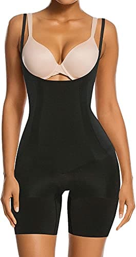 SHAPERX Femme Bodysuit Gaine Amincissante Ventre Plat Invisible Shapewear Abdominale Compression Body Sculptant Minceur, UK-SZ2490293-Black-S