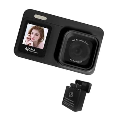 Caméra à écran 4K 64MP Zoom 18x rechargeable avec étui portable pour voyage Vlog Débutants Appareil photo numérique Zoom