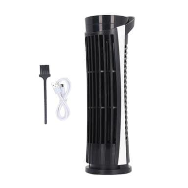 EOJDDPA Ventilateur tour sans pales, oscillant à 90 degrés avec 2 vitesses, lumière debout, silencieux, USB 2.0, pour l'intérieur, la chambre, le bureau, la maison, plastique ABS, 26,5 x (Noire)