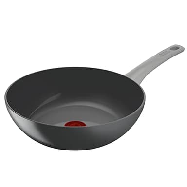Tefal Renew On Poêle Wok Gris 28 cm, Revêtement antiadhésif céramique, Induction, Indicateur de cuisson Thermo-Signal, Eco-conception, Cuisson saine, Fabriqué en France C4271932