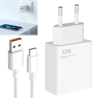Seefey Chargeur pour Xiaomi Charge Rapide,33W Chargeur Rapide avec Cable USB C Compatible avec Xiaomi 12/10T/13T/14T/11 Lite/Pad 7 Pro Redmi Note 11/12/13/14 POCO X7 Pro/M5/F2/X6/F3 2M