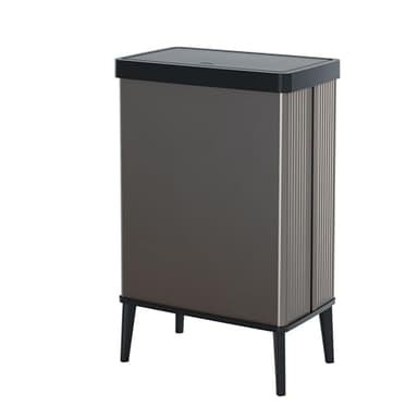Curver Verto Poubelle haute capacité de 54 L, couvercle poussoir, design élégant, assemblage facile, recyclable, gris perle