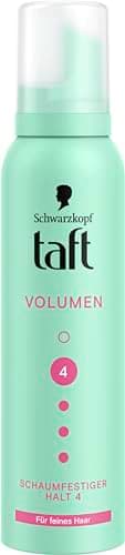 Schwarzkopf Taft Mousse coiffante volume (150 ml), niveau de tenue 4, mousse capillaire pour cheveux fins, mousse volumisante, prévient les dommages causés par le sèche-cheveux, sans coller, formule