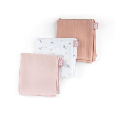 doomoo Lot de 3 Langes Bebe Lovely - 70x70cm - Langes Bio Ultra Doux - Gaze de Coton - Multi-Usage - Très Absorbants - Lavable en Machine - Carre Bebe, Rose