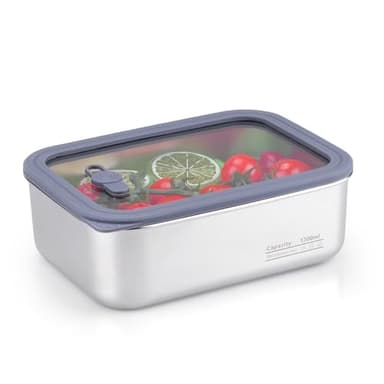 imposyu 1300ml Lunch Box Micro Ondable Bento Lunch Box en Acier Inoxydable Boîte Bento Hermetique Boîtes de Conservation Alimentaire avec Couvercle pour Adulte Enfant