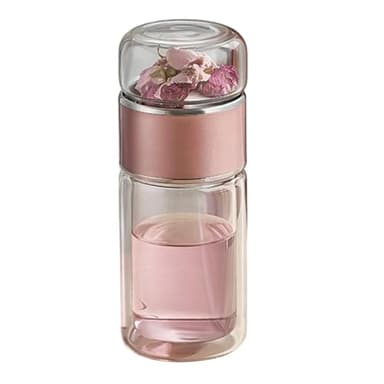 Infusifie Infuseur à thé en verre 280/350/420 ml Bouteille à thé isotherme double couche Séparation de l'eau et du thé Bouteille à thé Portable de voyage avec filtre en acier inoxydable