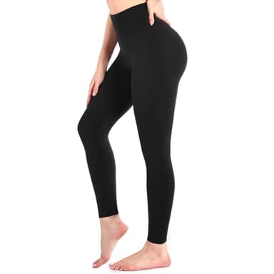 Sanpetix Legging doux taille haute pour femme - Pantalon stretch pour femme - Gym, Noir, S/M
