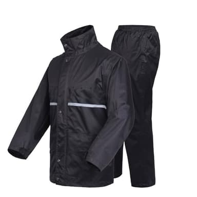 Susy Shop Combinaison de pluie complète, imperméable, pour moto, scooter, vélo, coupe-vent avec capuche, en différentes tailles, Noir , S