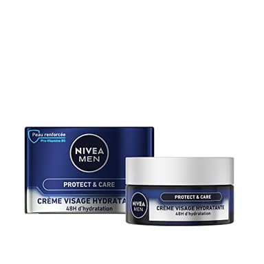 NIVEA MEN Protect & Care Crème Nourrissante Express (1 x 50 ml), Crème hydratante nourrissante pour les peaux sèches, soin visage quotidien pour homme