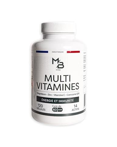MB FITNESS Multivitamines avec Magnésium, Zinc, Vitamine C, Coenzyme Q10, Énergie et Immunité, 120 Gélules, 60 Jours, 14 Actifs