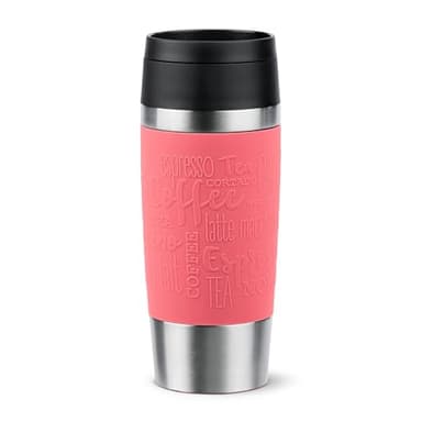Emsa N20209 Travel Mug Classic Gobelet isotherme 0,36 l | Bouchon à vis confortable | Acier inoxydable | 4 h chaud et froid 8 h | 100% étanche | Passe au lave-vaisselle | Ouverture à 360° | Corail