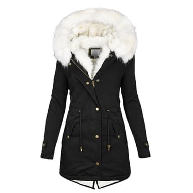 Parka Femme Hiver Manteau Long À Capuche Chaud Épaissir Coupe-Vent Outercoat Chic Et Elegant avec Fermeture Éclair Veste Grande Taille Manteaux
