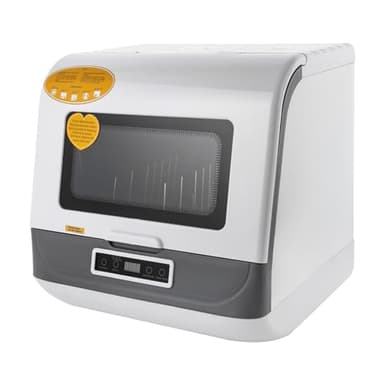 DAHAD Mini lave-vaisselle pour 4 à 6 couverts, compact, avec 3 programmes, tête de pulvérisation rotative à 360 °, silencieux, séchage à l'air chaud, pour petites cuisines