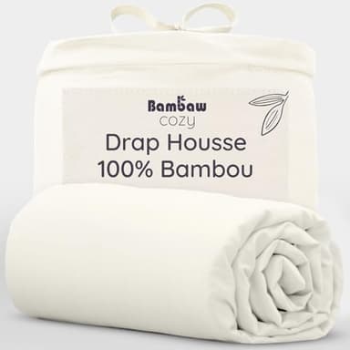 Bambaw Drap-Housse 160x200 Bambou, pour Matelas Épais Jusqu’à 35cm, Linge de Lit Bambou, Hypoallergénique et Anti Acarien, Literie Rafraichissante, Drap Housse 2 Personnes, Certifié Oeko-Tex (Ivoire)