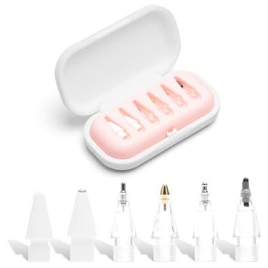 VOSSOT Lot de 6 Pointes de Rechange compatibles avec Apple Pencil 1re/2e génération & USB-C – Pointe Apple Pencil adaptée au Logitech Crayon et Mine Apple Pencil Pro pour écrire