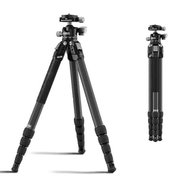 SIRUI Trépied de Voyage en Fibre de Carbone pour Appareil Photo, 127cm Trépied Compact et Léger pour Sac à Dos avec Rotule Discrète et Plateau à Dégagement Rapide pour Arca, AM-225S+G0