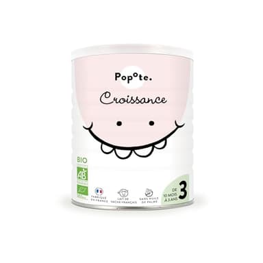 POPOTE - Lait infantile 3eme Age Bio 400 g - Lait en Poudre Dès 10 Mois - Formule Complète, Équilibrée - Avec des Protéines, DHA, Fer et Vitamines Essentielles - Boîte Refermable Pratique