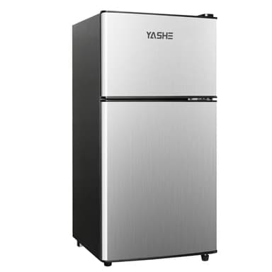 YASHE 86L Mini-Réfrigérateur avec Congélateur, frigo Double Porte avec Congélateur Supérieur, Figo Congelateur Combiné, Réfrigérateur Congélateur pour Chambre, Bureau, Cuisine et Dortoir, Noir