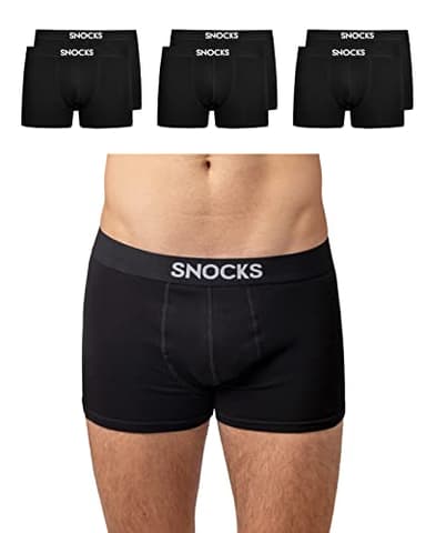 Snocks Boxer Homme Lot de 6 – Caleçon en Coton Bio Certifié GOTS – Slip Confort sans Étiquette, Ne S’enroule Pas, Ne Coupe Pas – sous Vêtement Respirant Ajustement Parfait Tailles L
