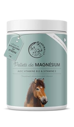 Annimally Pellets de Magnésium pour Chevaux 1 kg - Acétate de magnésium et oxyde de magnésium pour Une biodisponibilité maximale