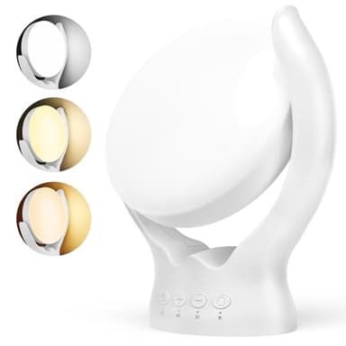 Wopigh Lampe lumière du jour,lampe de luminothérapie 10000 Lux sans UV,lampe lumière du jour avec 3 températures de couleur,4 minuteries et 5 intensités lumineuses réglables et fonction mémoire(White)