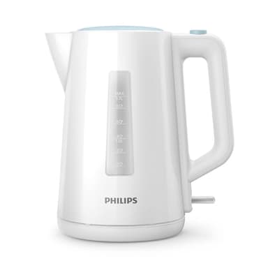 Philips Série 3000 Bouilloire Électrique - 1,7 L, Ébullition Rapide, Couvercle à Ressort, Voyant Lumineux, Base 360°, Filtre Anti-Calcaire (HD9318/00)