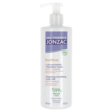 Eau Thermale Jonzac - Lait nourrissant réparateur corps - Nutritive - Peaux sèches à très sèches, même sensibles - Certifié Bio Cosmos Organic - Flacon de 400 ml