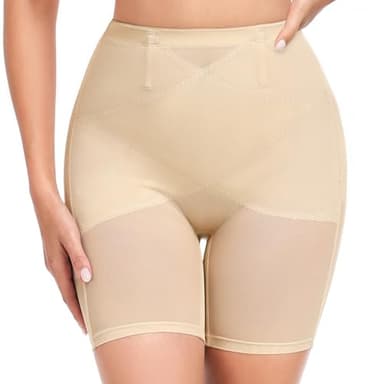 Tuopuda Femme Culotte Sculptante Gainante Amincissante Invisible Ventre Plat Gaine Contrôle Taille Haute Panty Anti Frottement Cuisse Efficace sous-vêtements, Beige, L