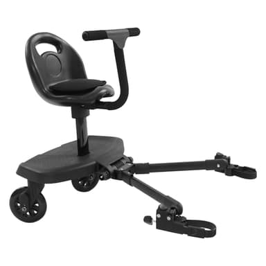 Buggy universel - Kiddyboard - Jusqu'à 50 kg - Avec siège et marchepied - Accessoire de poussette pour enfants de 2 à 6 ans - Attelage de remorque pour enfants - Noir