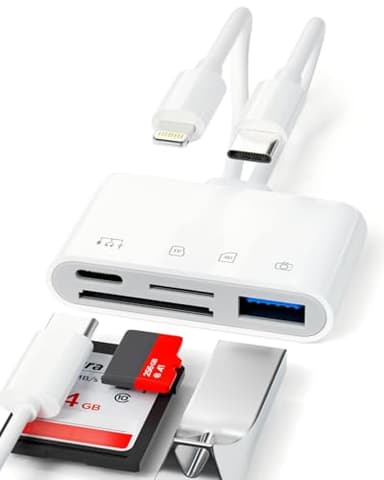 Adaptateur Carte SD pour iPhone 4 en 2- Connecteur Lightning + USB C vers Lecteur de Carte SD/TF - USB OTG Adaptateur pour iPhone Lecteur de Carte TF/SD USB C pour i-Phone 13/14/15/16/17