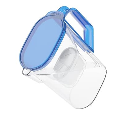 Wessper Carafe d'eau filtrante pour réfrigérateur 2,7l, Pichet filtrante avec filtre a eau compatible avec Brita Maxtra, Réduction du Calcaire, du Chlore – Bleu