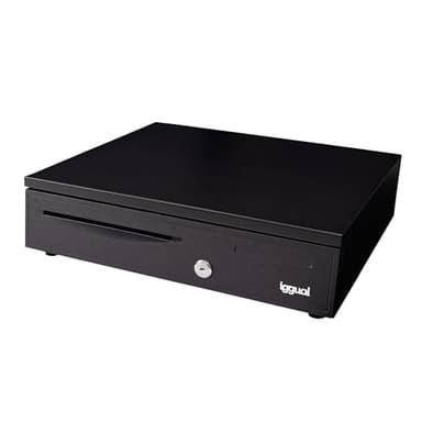 iggual Tiroir porte-monnaie IRON-20, caisse enregistreuse manuelle ou automatique RJ11 (12 V), compartiment x4 billets et 8 pièces, serrure 3 positions verrouillage, 42 x 40,5 x 10 cm, boîtier en