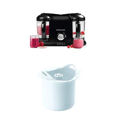BÉABA Babycook Duo, Robot Bébé 4 en 1 Mixeur-cuiseur, Noir + Panier de Cuisson Féculents pour Babycook Solo et Duo