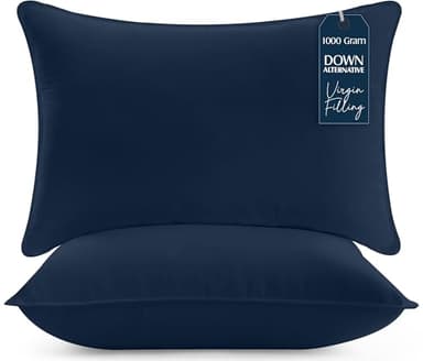 Utopia Bedding Pillow (Lot de 2), 50 x 70 cm, Oreiller de Sommeil, Coussin Respirant et Doux (Bleu Marine)