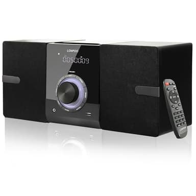 Micro Chaîne Hi-FI Stéréo Système compacte - avec Lecteur CD, Bluetooth, Radio FM, USB, AUX-in, écran LED et Grand Bouton, télécommande
