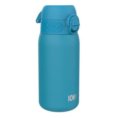 Ion8 Gourde Enfant, Inox Léger, 400ml, Non Isolé, Anti-Fuite, Facile à Ouvrir, Verrouillage Sécurisé, Lavable au Lave-Vaisselle, Poignée de Transport, Acier Inoxydable, Bleu