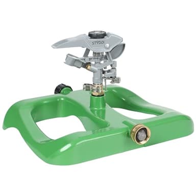 STYDDI Arroseur à impact pulsé de luxe avec base en métal robuste, arroseur circulaire réglable Pro Metal pour pelouse moyenne à grande, cour, jardin et grandes surfaces, couverture jusqu'à 2 000 m²