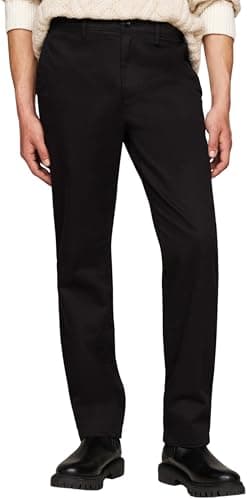 Tommy Hilfiger Chino Homme Denton Chino Satin Straight Fit, Noir (Black), 33W/34L