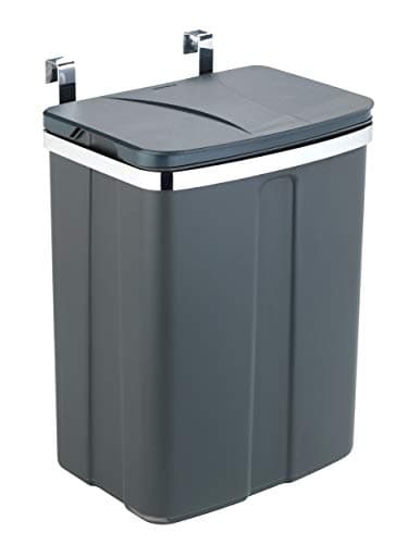 WENKO Poubelle de porte 12 gris - Poubelle d'armoire, poubelle de cuisine Capacité: 12 l, Polypropylène, 26 x 34 x 17 cm, Gris