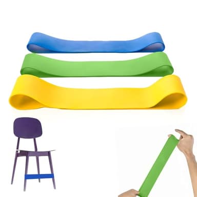 Lot de 3 bandes de chaise pour TDAH, bandes de chaise pour chaise sensorielle coussin oscillant, convient aux pieds agités, TDAH(0,4, 0,6, 0,8 mm, vert, bleu et jaune)