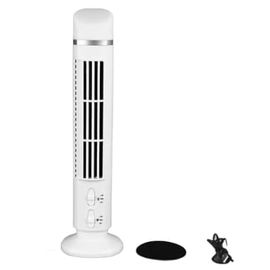 aqxreight Ventilateur Tour de Bureau, Ventilateur Tour sans Pales, Oscillant à 90 Degrés, Silencieux, Portable, USB, avec Lumière, pour la Maison, la Chambre à Coucher, le Bureau (WHITE)