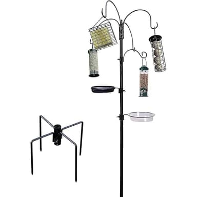 Kit de mangeoire pour oiseaux sauvages Hyfive - Mangeoire multi avec support à fourchette stabilisateur - Mangeoires à suspendre pour oiseaux - Abreuvoir pour oiseaux - Grand - 240 cm - 4 pôles