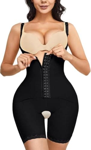 KUMAYES Body Sculptant Femme Gainant Double Ventre Plat Gainant Bustier Amincissante Corset Gaine Lingerie Minceur Shapewear Bodysuit (XXL, Noir)