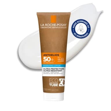 La Roche-Posay - Anthelios - Lait Solaire SPF 50 - Protection Solaire Haute Performance - Texture Veloutée, Non Grasse et Facile à Étaler - Lait Corps Hydratant Adapté aux Peaux Sensibles et Mixtes