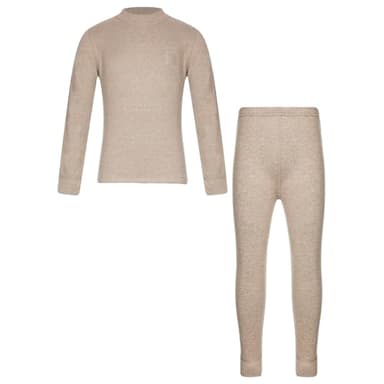 Sinleey Ensemble Thermique Enfant Garçon Fille Haut et Pantalon Thermique Chaud Hiver sous-vêtements Pyjamas Café 5-6 Ans