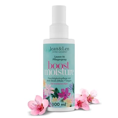 Jean & Len Boost Moisture Spray Soin sans Rinçage, pour Cheveux Secs, Anti-Effet Paille, avec Aloe Vera, pour des Cheveux, sans Parabènes ni Silicones, Vegan, 100 ml