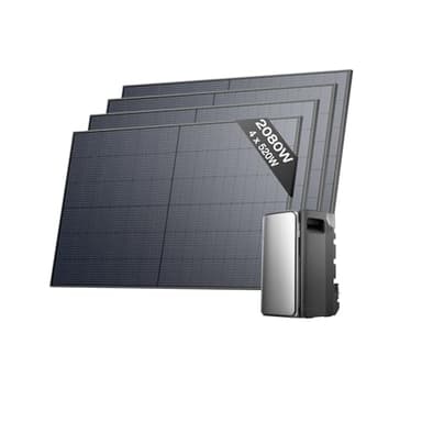ECOFLOW Kit solaire de STREAM Ultra, batterie 1,92 kWh avec panneaux solaires rigides 520W*4, 4 entrées solaires MPPT 2800 W, ports CA doubles 2300 W, batterie tout-en-un avec onduleur, plug & play
