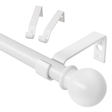 Tringle à Rideau Extensible Blanc 80-157 cm Support Métal 5/8" Dias - Kit Ajustable Voilage Fenêtre, Chambre, Salon"}