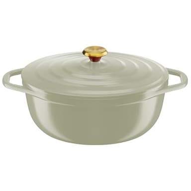 Tefal Cocotte en fonte ovale 30cm, Cocotte légère en fonte d'aluminium, Nettoyage facile, Revêtement en céramique sûr, Couvercle de condensation, Compatibilité four, Induction, Air E2668925